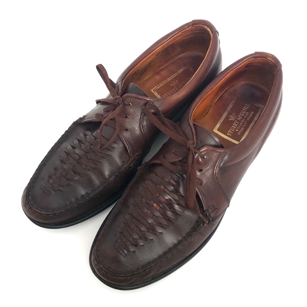 Vtg Stuart McGuire Woven Leather Lace Derby Shoes